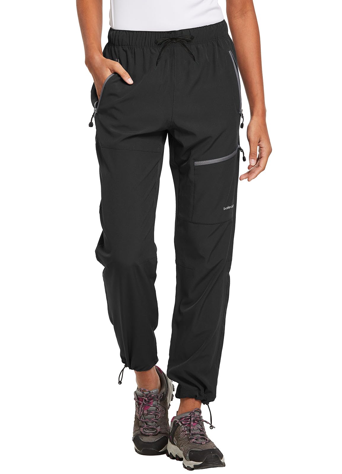 baleaf Women's Hiking Pants Quick Dry Lightweight Water Resistant Elastic Waist Cargo Pants for All Seasons | Petite/Reguar/Tall sizing,Zip Pockets, Water Resistant,breathable Cargo Pants for Travel Camping