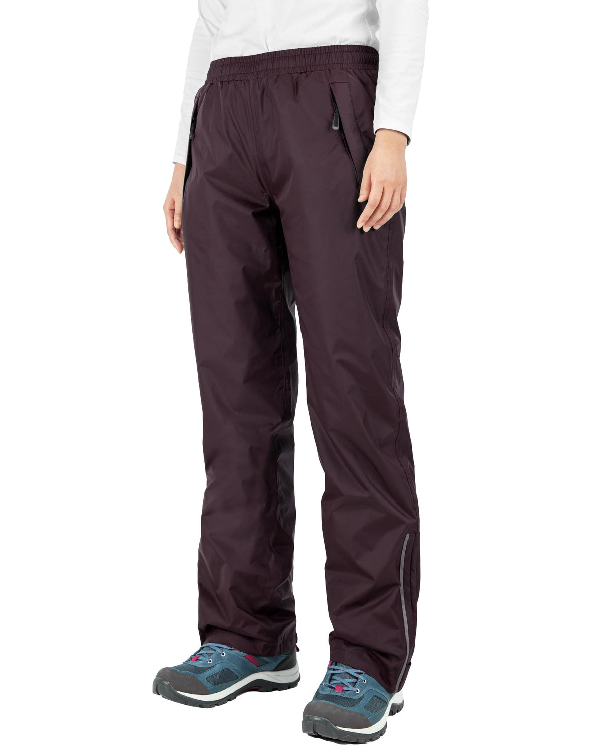 33,000ft Women's Rain Pants, Lightweight Waterproof Rain Over Pants | Windproof Hiking Pants with Mesh Lining for Outdoor, Fishing, Golf, Rainy Day, Zipper Pockets, Reflective Strip, Hook & Loop