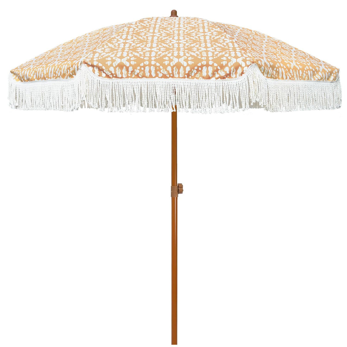 AMMSUN 7ft Patio Umbrella with Fringe Outdoor Tassel Umbrella UPF50+ Premium Steel Pole and Ribs Push Button Tilt, Cream White