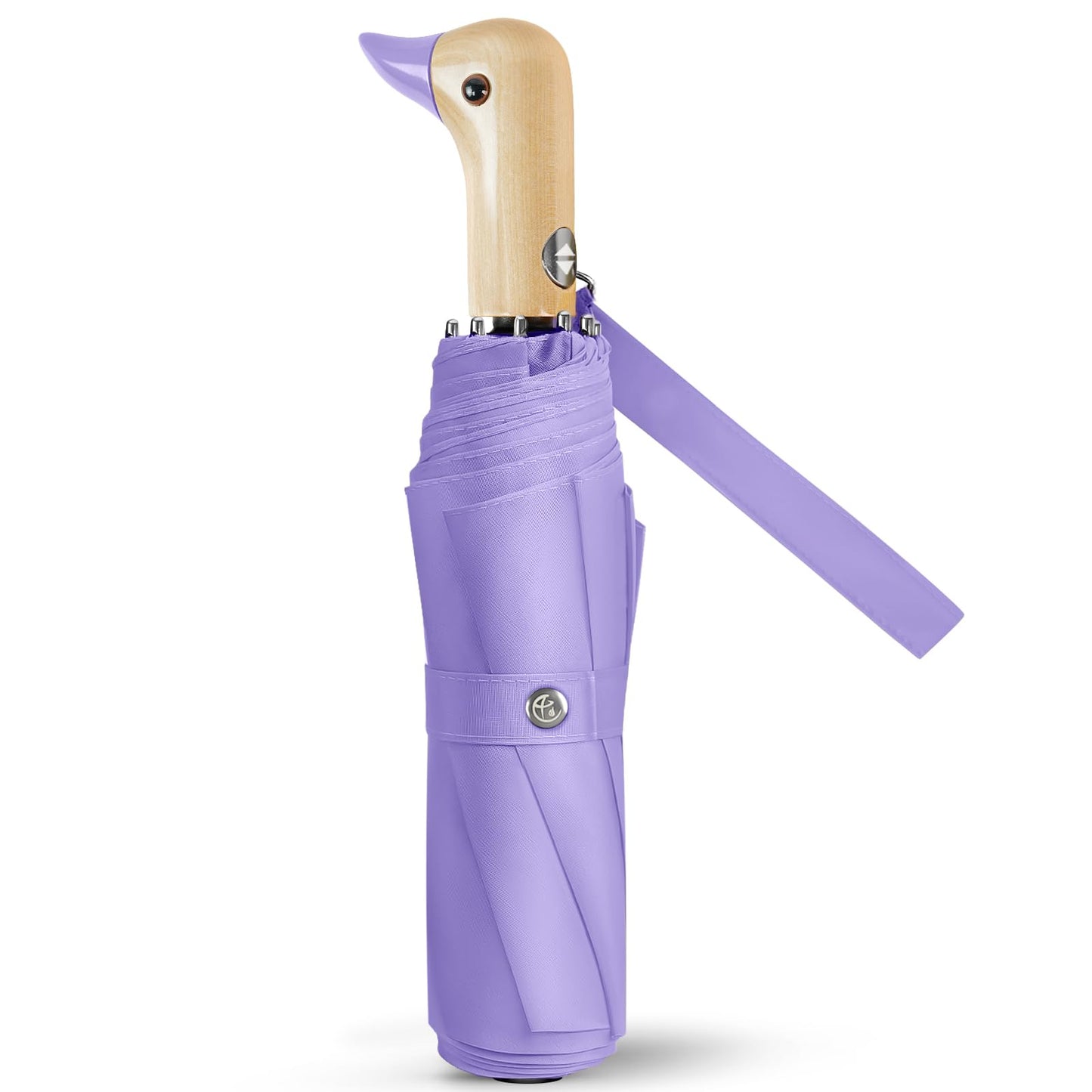 Duck Umbrella Cute Automatic Travel Size Compact Folding for Adults | Automatic duck wooden handle,Fit in handbag/backpack/suitcase,ideal gifts for women and kids