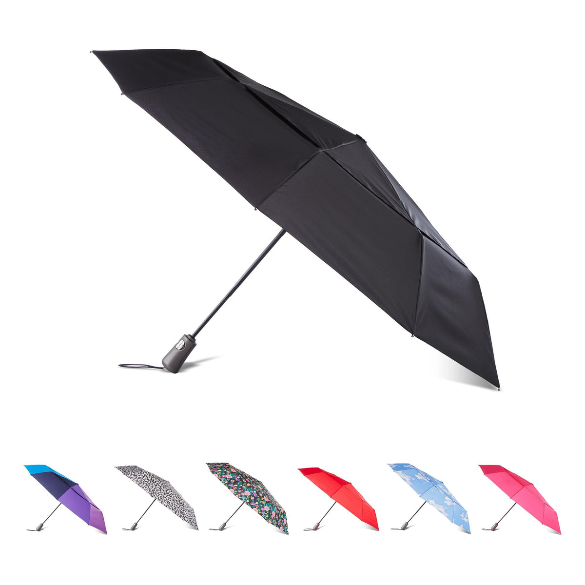 Totes Auto Open/Close Windproof Ultimate Compact Umbrella with UV and Water Repellent Protection