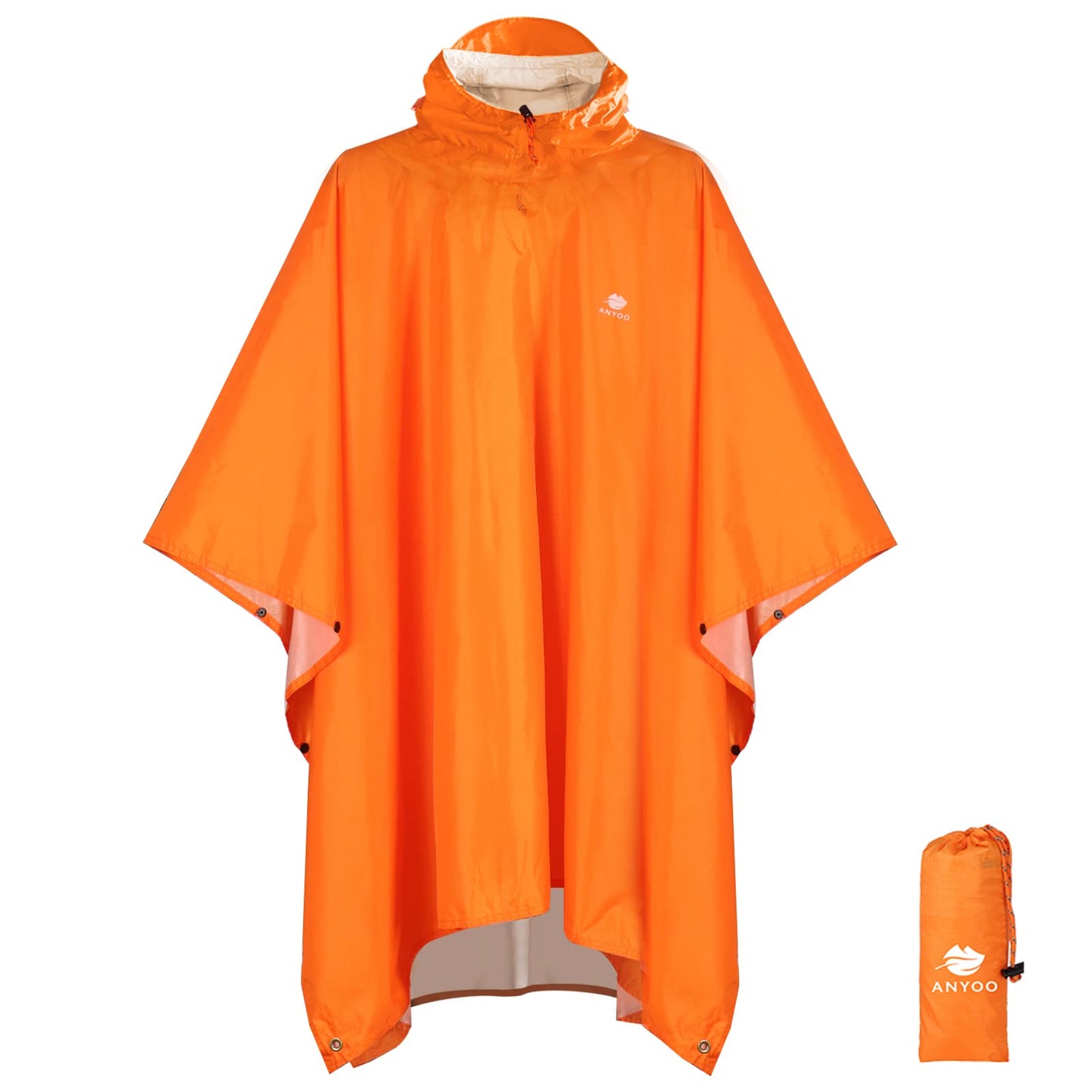 ANYOO Hooded Rain Poncho for Adult Waterproof Lightweight Raincoat | Reusable Rain Jacket for Men Women Portable Pouch & Packable Design,Emergency Travel Rain Ponchos for Outdoor Hiking Camping