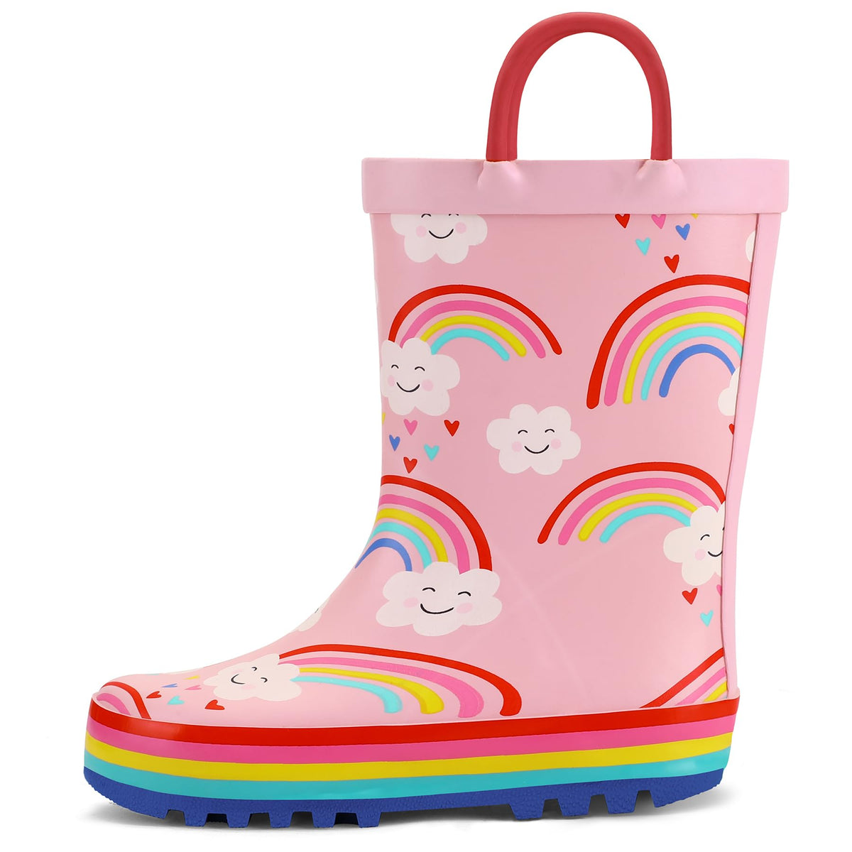 Kids Rain Boots Waterproof Printed Rubber boots with Handles | Slip on, Double Handles,Slip Resistant
