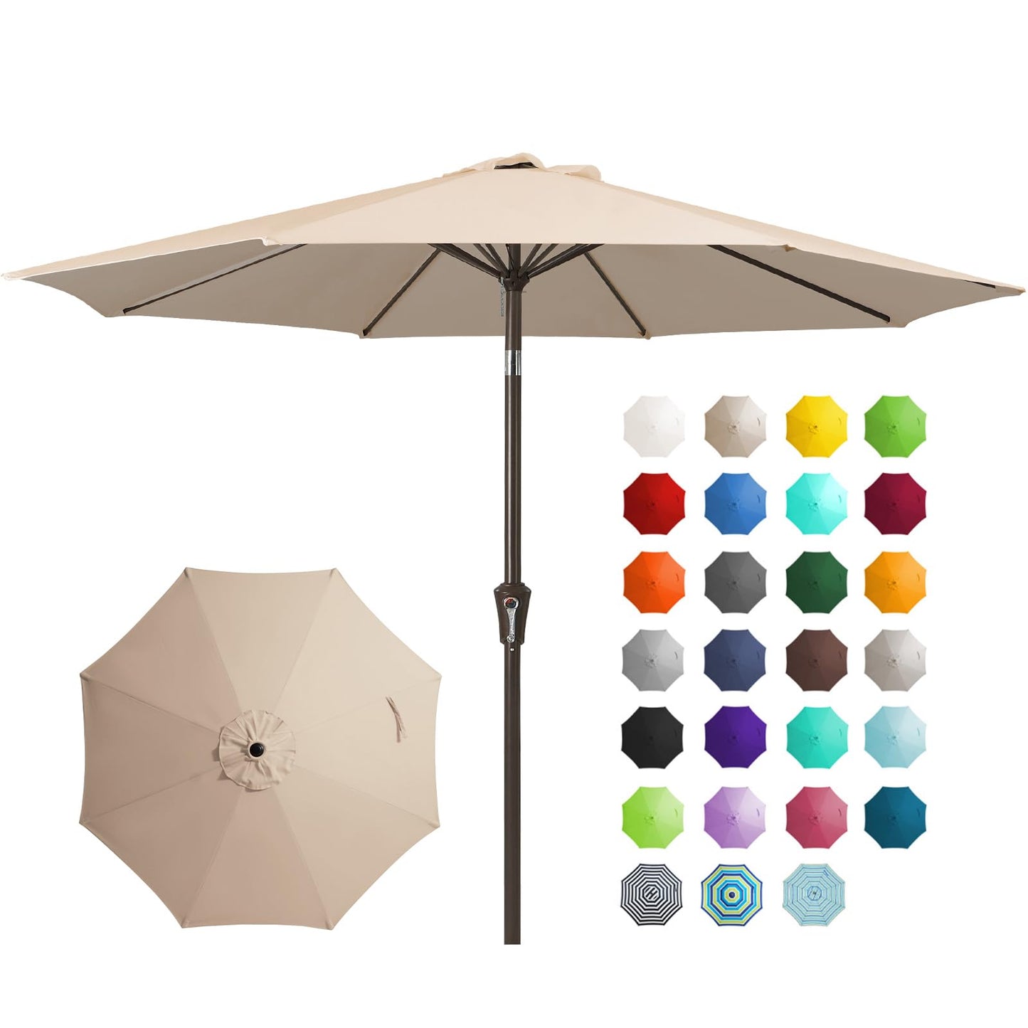 JEAREY 9FT Outdoor Patio Umbrella, Market Umbrella, Dark Blue | Outdoor Table Umbrellas with 8 Sturdy, Tilt & Crank UV Protection Waterproof for Garden, Deck, Backyard, Pool