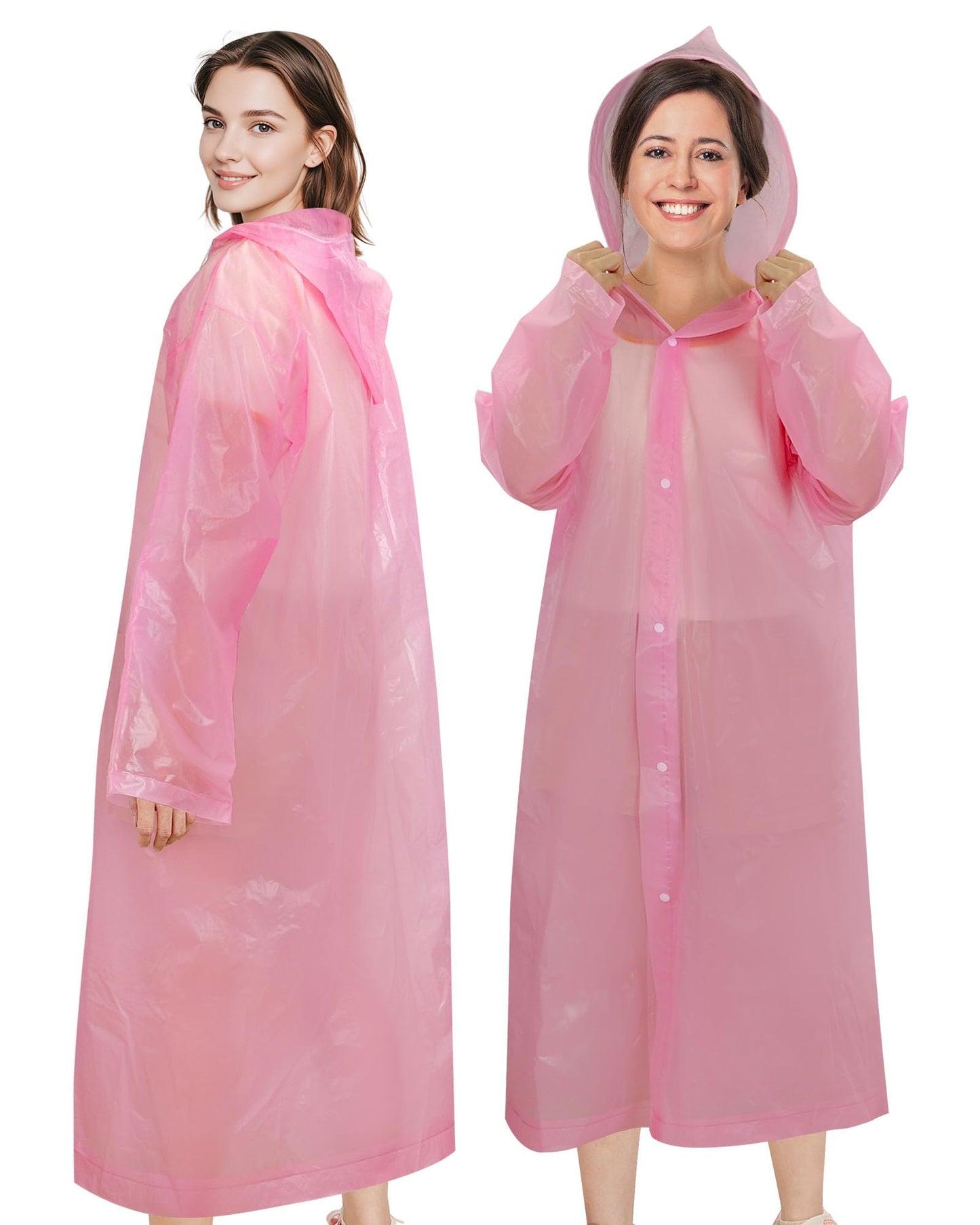 Rain Ponchos for Adults Reusable (2 Pack), Waterproof EVA Raincoats | Raincoats with Hood and Drawstring for Women & Men, Lightweight Emergency Raincoats for Theme Parks and Music Festivals