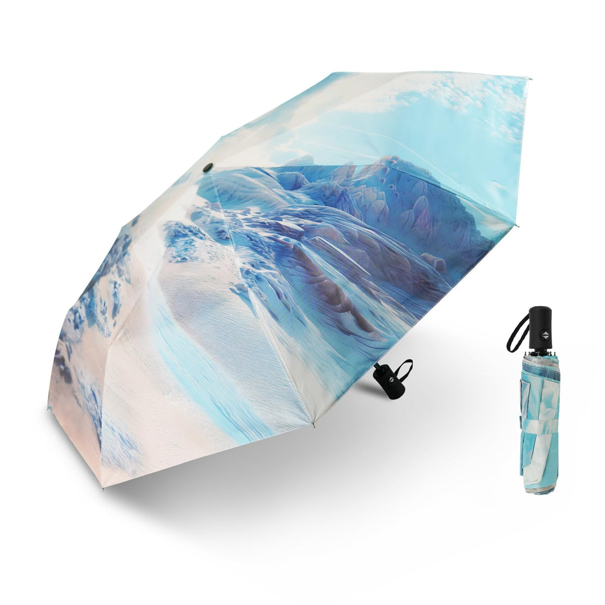 SY COMPACT Travel Umbrella - Windproof Automatic Compact Umbrellas for Rain | Small & Portable, UV Sun Protection, 11" Folded Travel Size, Fits in Backpack & Car, for Walking & Commutes, Factory Direct
