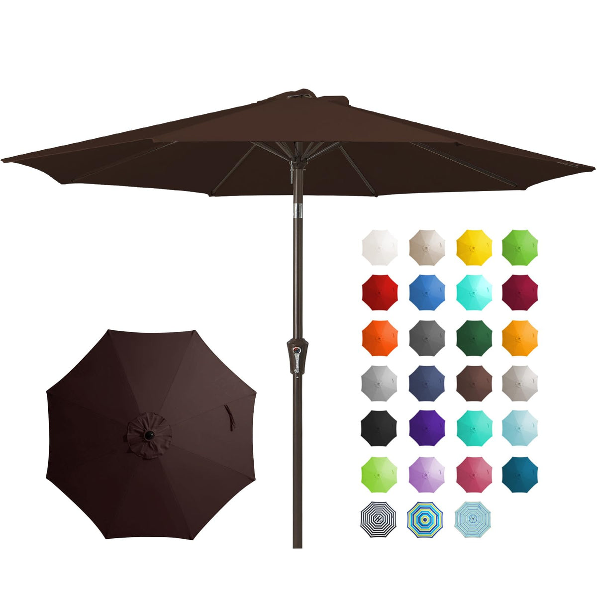 JEAREY 9FT Outdoor Patio Umbrella, Market Umbrella, Dark Blue | Outdoor Table Umbrellas with 8 Sturdy, Tilt & Crank UV Protection Waterproof for Garden, Deck, Backyard, Pool