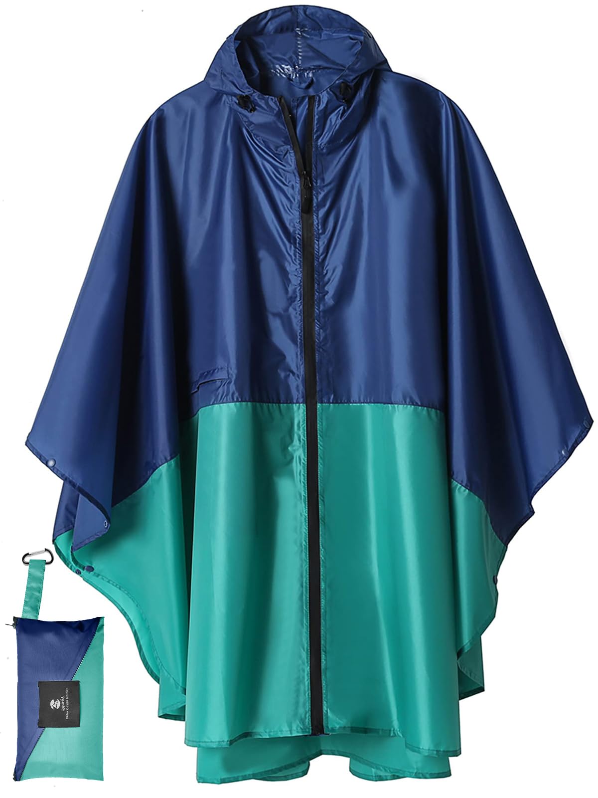 SaphiRose Adult Rain Poncho Waterproof Hooded Zipper Raincoat with Pockets | OEKO-TEX Certified 100% Polyester, Lightweight Packable Storage Pouch, Heat-Sealed Seams, Quick-Dry for Outdoor Hiking