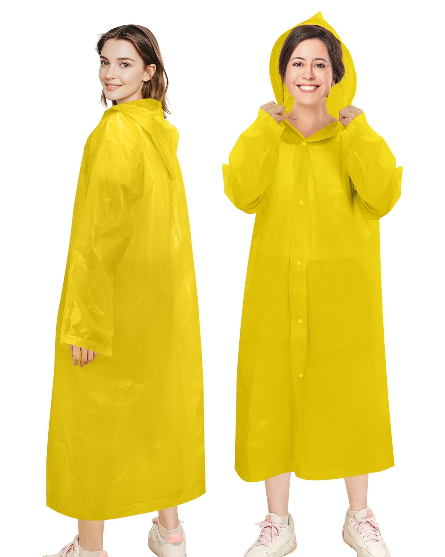 Rain Ponchos for Adults Reusable (2 Pack), Waterproof EVA Raincoats | Raincoats with Hood and Drawstring for Women & Men, Lightweight Emergency Raincoats for Theme Parks and Music Festivals