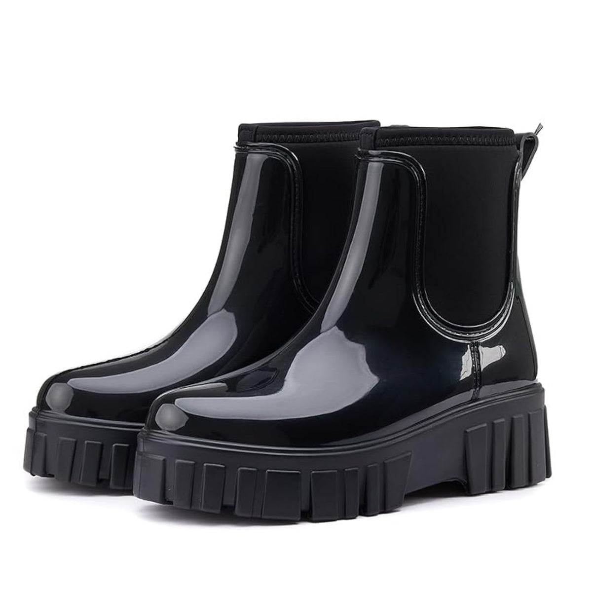 Gets Womens Rain Boots, Waterproof Platform Rubber Chelsea Rainboots, Comfortable Short Shoes Ankle Garden Boots for Outdoor Work