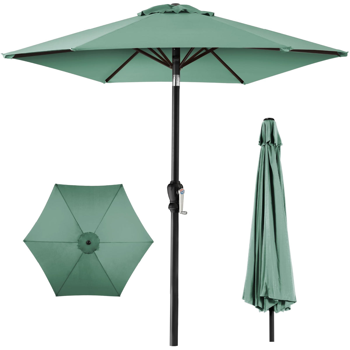 Best Choice Products 10ft Outdoor Patio Umbrella, Outdoor Table Umbrella, Yard Umbrella, Market Umbrella with 6 Sturdy Ribs, Push Button, Tilt and Crank - Sand