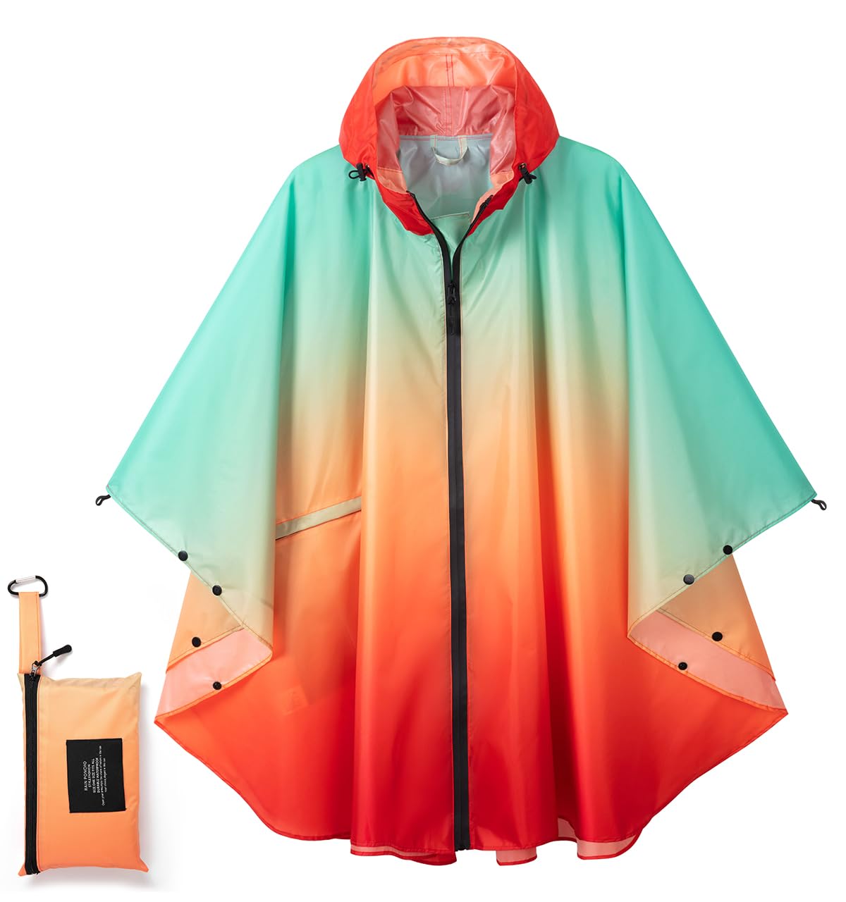 Fashion Hooded Rain Poncho Waterproof Raincoat Jacket with pocket for Women/Men/Adult