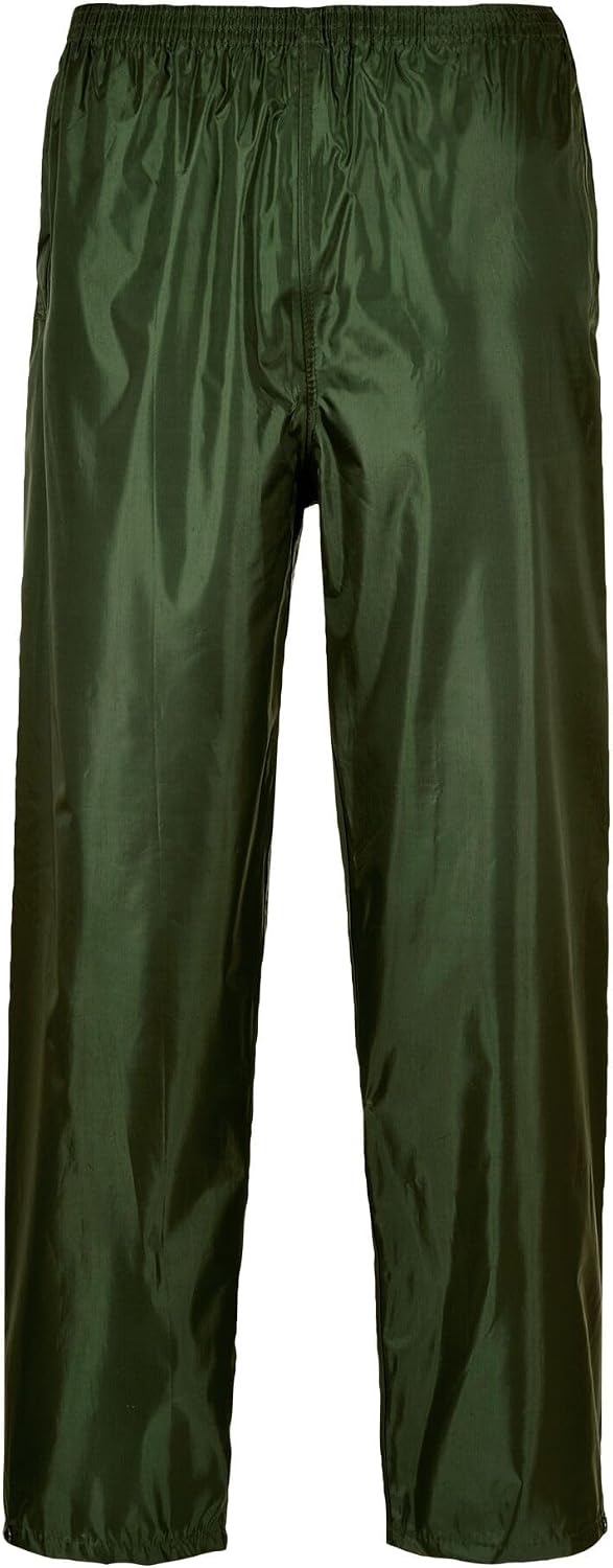 Portwest S441 Rain Trousers Machine Washable Waterproof Fabric Sealed Seams | Black, Small, 100% Polyester, Reach Compliant PVC Coating, Fully Elasticated Waistband, Side Access Openings, Sun Protection
