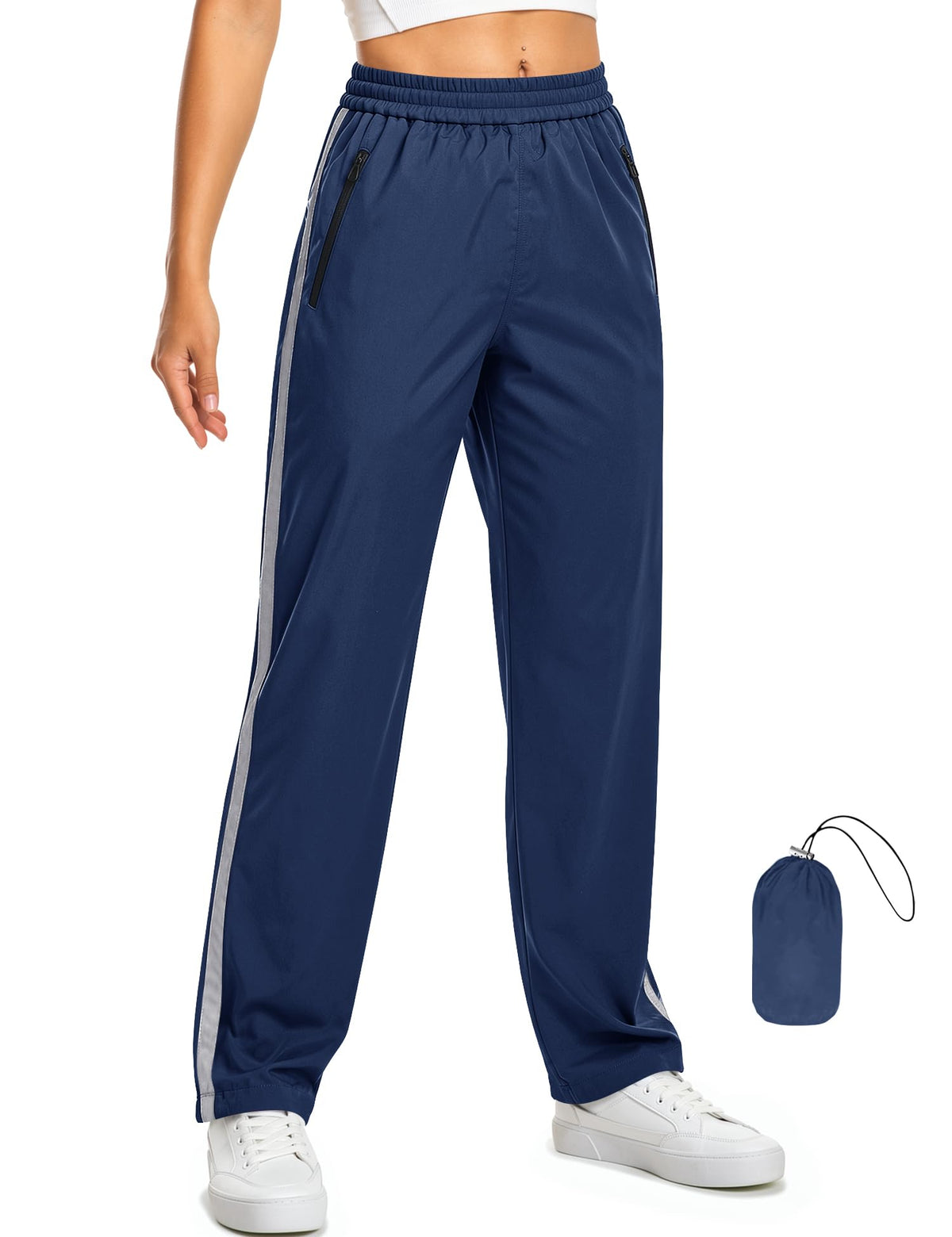 TCOT Rain Pants Lightweight Packable Hiking Pant Outdoor Waterproof Trouser | Hiking Pants, Reflective Side Stripe Rain Pants, Outdoor Waterproof Overpant, Fishing Overpants, Packable Windproof Trousers