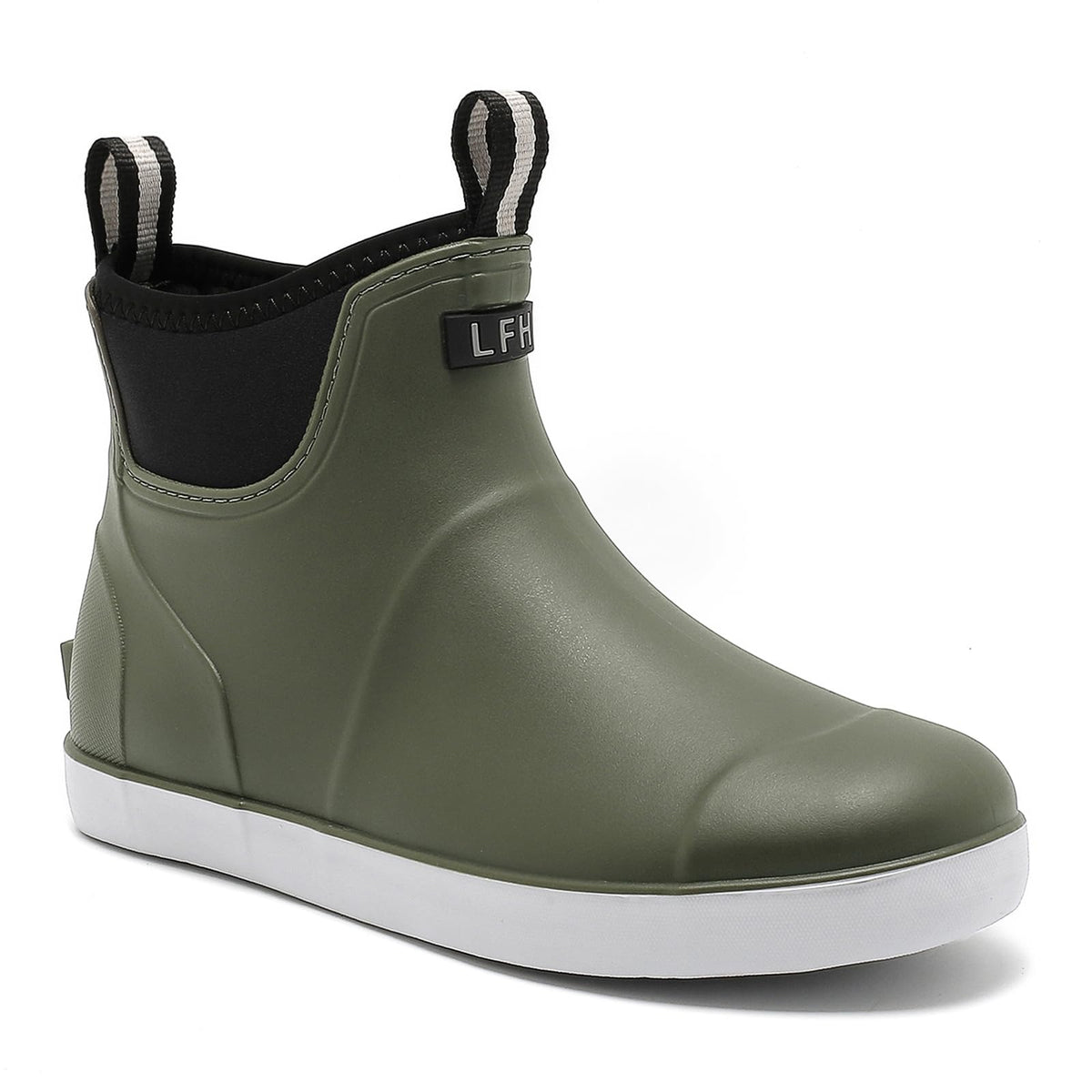 Mens Deck Boots Waterproof, Rubber Ankle Rain Booties For Fishing | Saltwater High-performance Footwear Chelsea Boots for Gardening Boating Camping Sailing