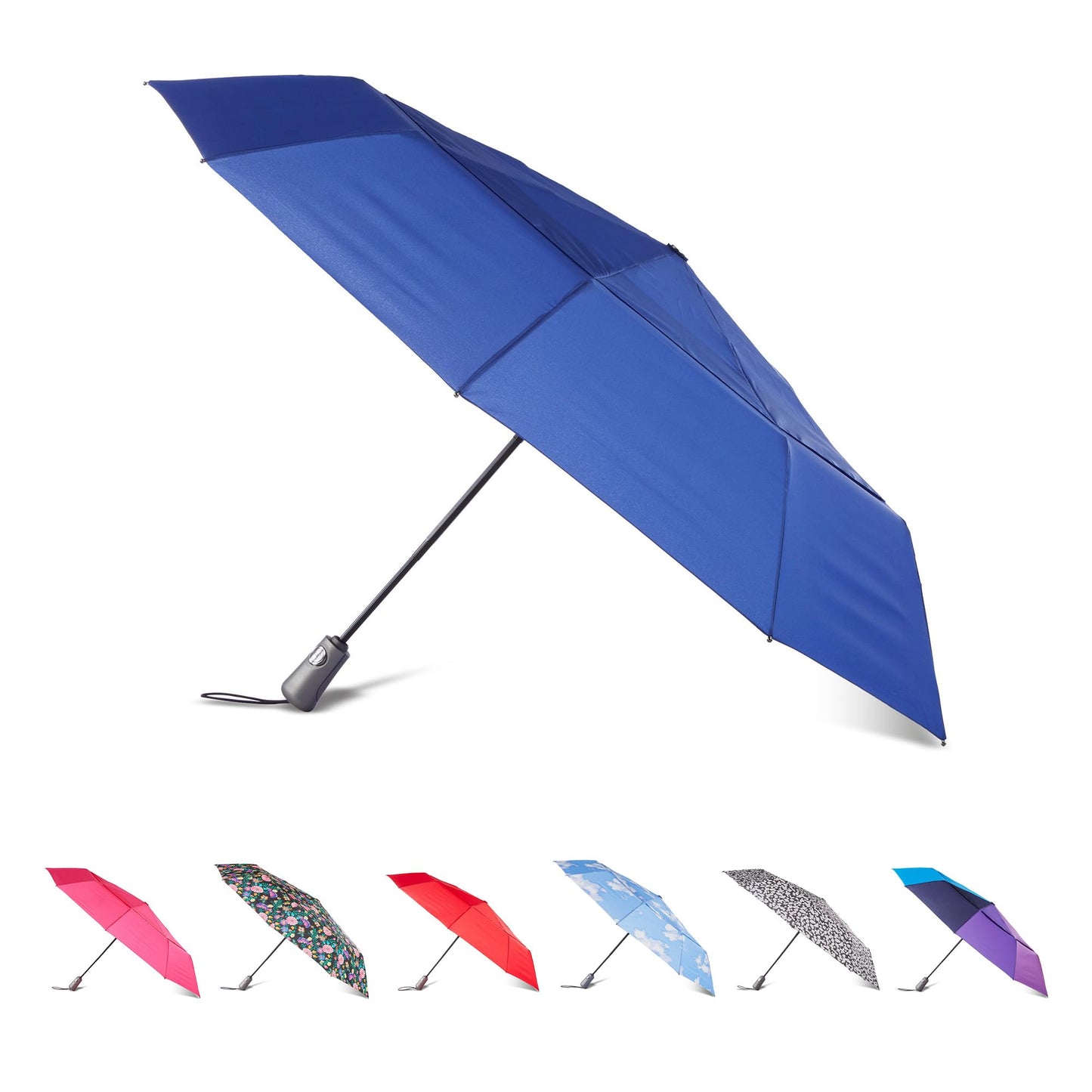 Totes Auto Open/Close Windproof Ultimate Compact Umbrella with UV and Water Repellent Protection