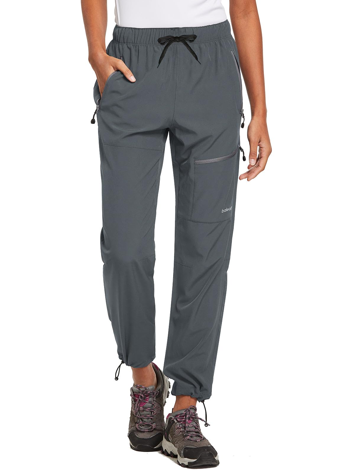 baleaf Women's Hiking Pants Quick Dry Lightweight Water Resistant Elastic Waist Cargo Pants for All Seasons | Petite/Reguar/Tall sizing,Zip Pockets, Water Resistant,breathable Cargo Pants for Travel Camping