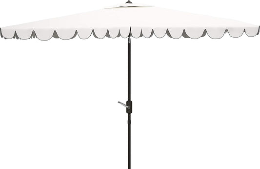 SAFAVIEH Outdoor Collection Venice Grey 7 x 10 Ft Rectangular Auto Tilt UV Protected Umbrella
