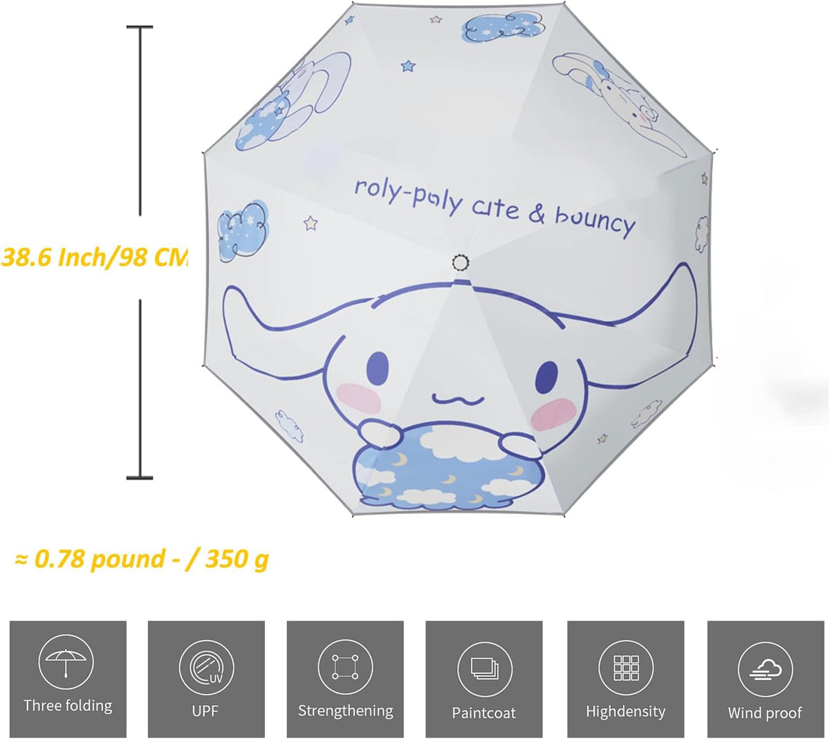 Hannstar Automatic Kids Umbrella, Folding Telescopic Toddler Umbrella for girls & boys, UV/Sun Protection - Strong and Portable - Compact, Durable, Lightweight Cute Kitty Brolly