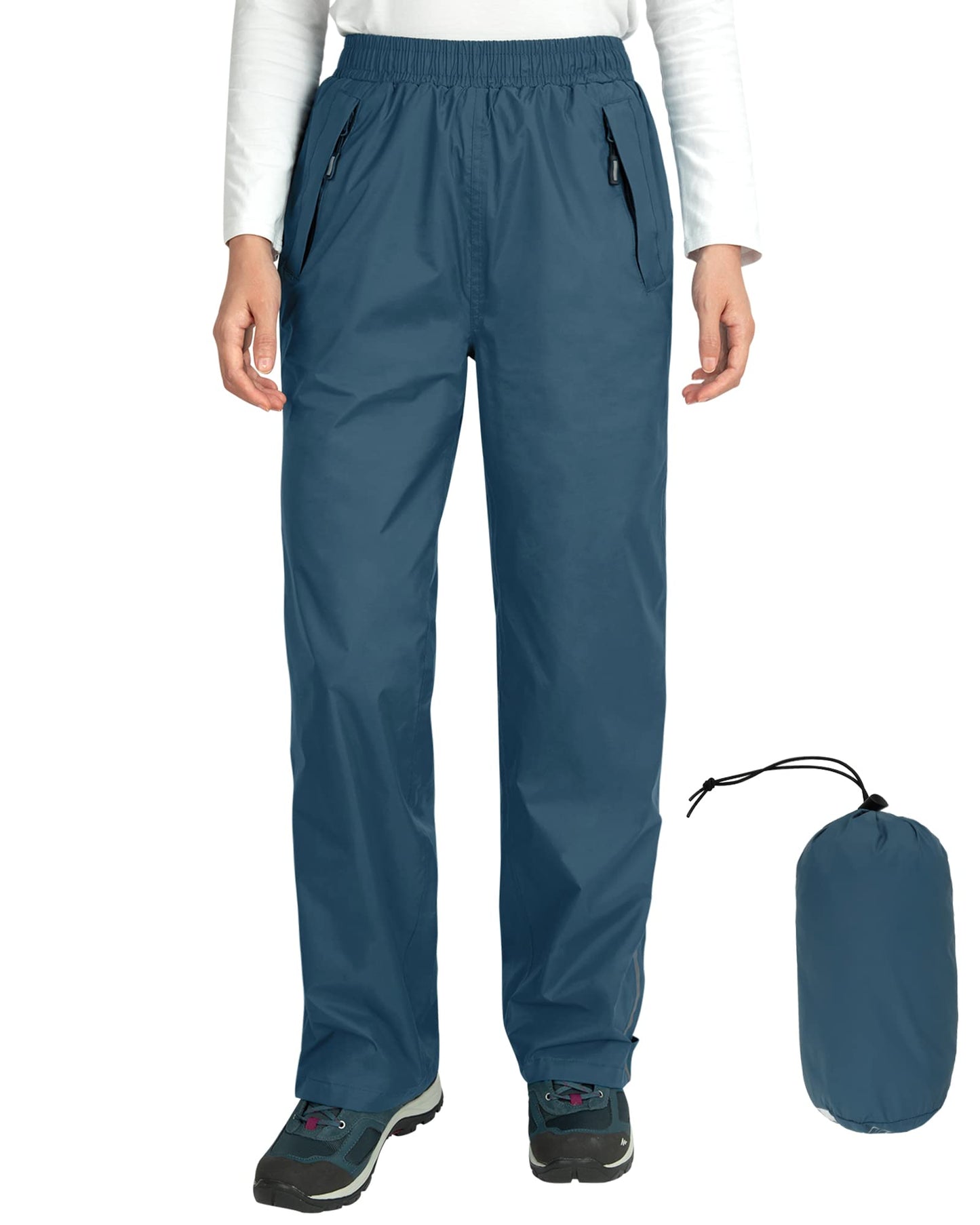 Outdoor Ventures Women's Rain Pants Packable Waterproof Hiking Pants | Windproof Breathable Outdoor Rain Over Pants, Fully Seams Taped, Mesh lining, for Golf, Work,Zipper Pockets