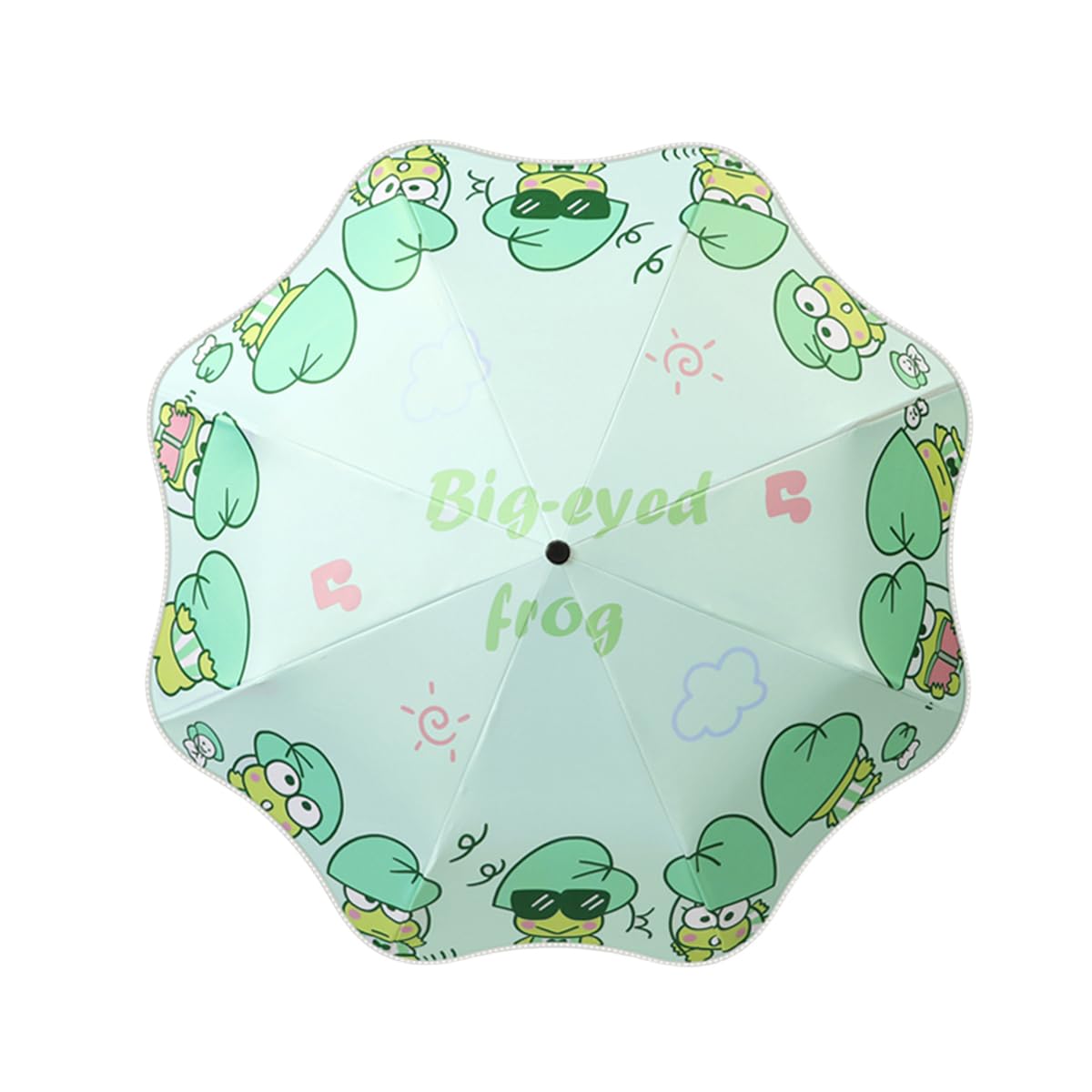 Rounded Corner Folding Umbrella Anti-UV Compact Durable Umbrella Auto Open/Close Lightweight Backpack Cute Cartoon Umbrella for Girls & Boys