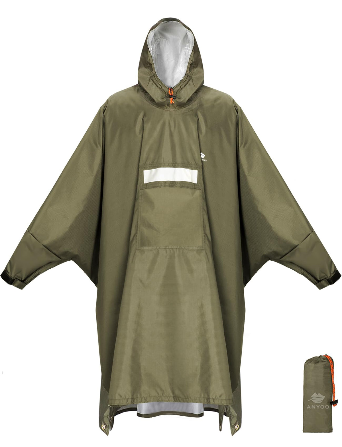 ANYOO Hooded Rain Poncho for Adult Waterproof Lightweight Raincoat | Reusable Rain Jacket for Men Women Portable Pouch & Packable Design,Emergency Travel Rain Ponchos for Outdoor Hiking Camping