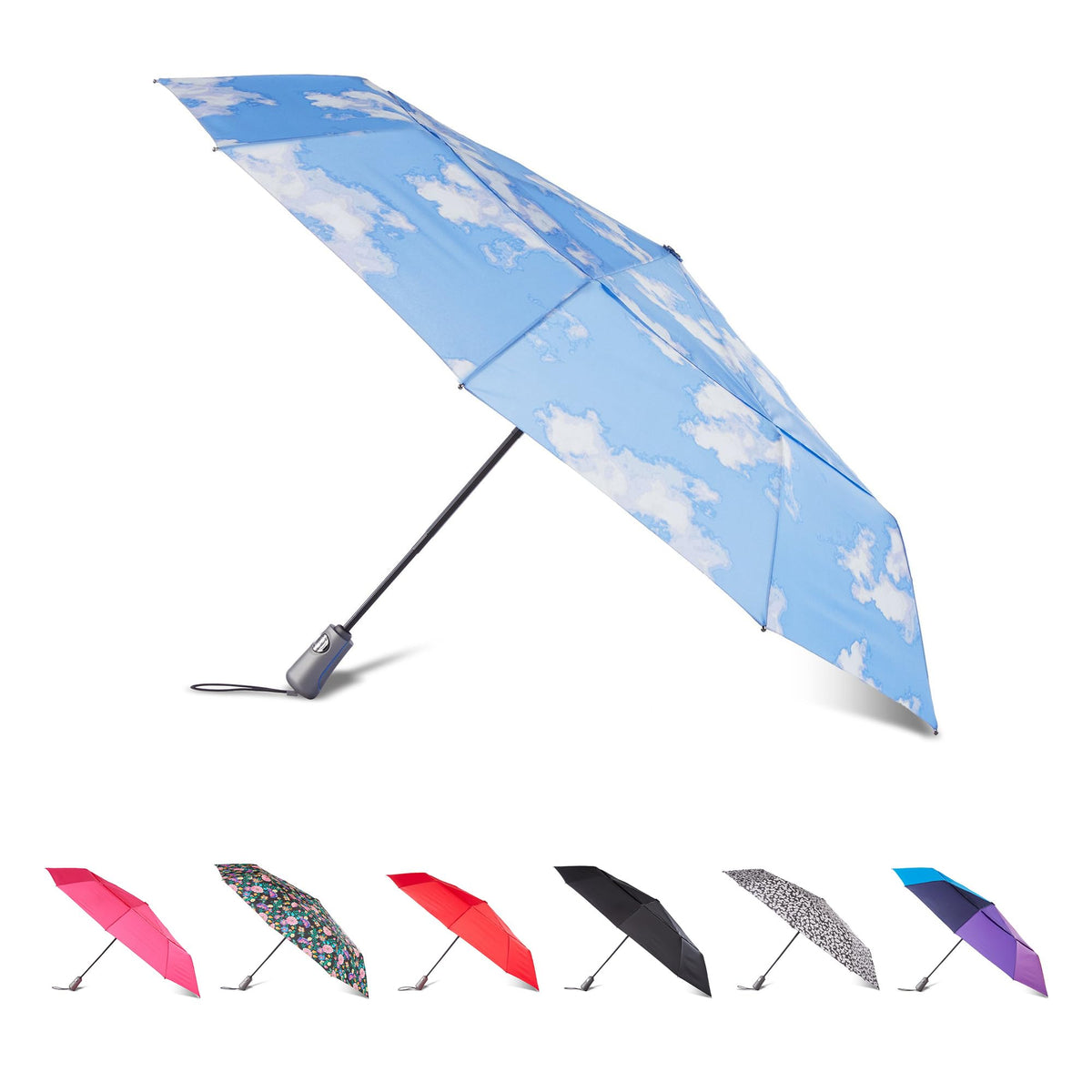 Totes Auto Open/Close Windproof Ultimate Compact Umbrella with UV and Water Repellent Protection