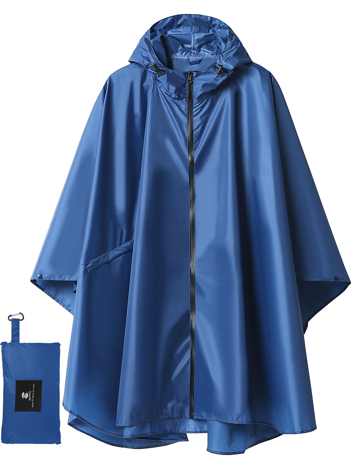 SaphiRose Adult Rain Poncho Waterproof Hooded Zipper Raincoat with Pockets | OEKO-TEX Certified 100% Polyester, Lightweight Packable Storage Pouch, Heat-Sealed Seams, Quick-Dry for Outdoor Hiking