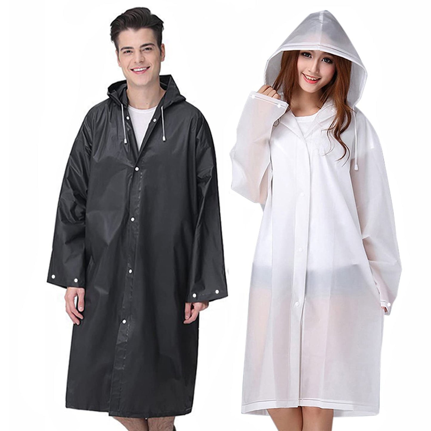 Rain Ponchos Raincoats for Adults Women Men, Reusable 2 Pack Rain Jacket Coats with Hood for Family Disney Camping Hiking