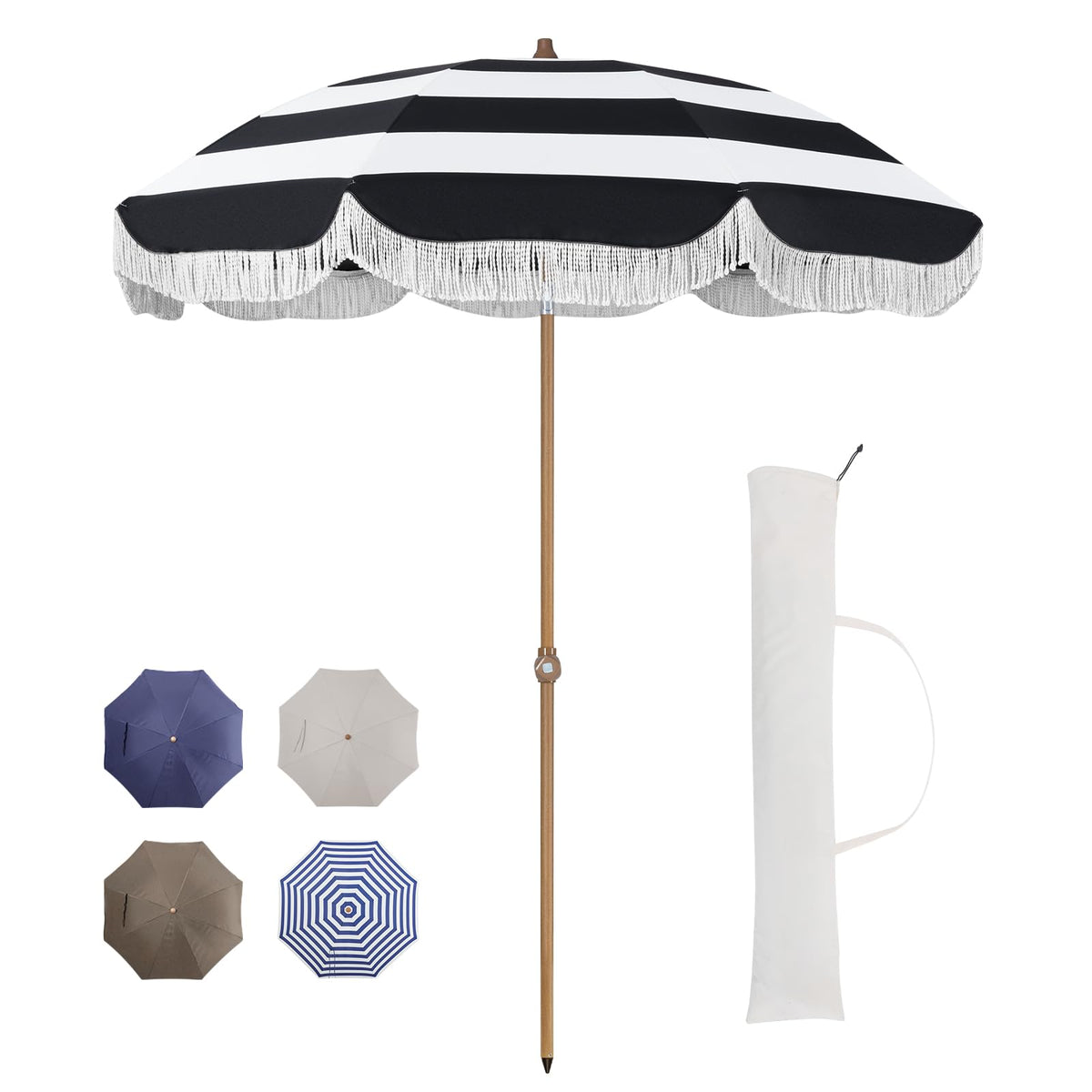 Tempera Heavy Duty High Wind Beach Umbrella with Sand Anchor & Carry Bag | Patio Outdoor Umbrella with Aluminum Frame and Push Button Tilt, Ideal for Garden Lawn, UPF 60+