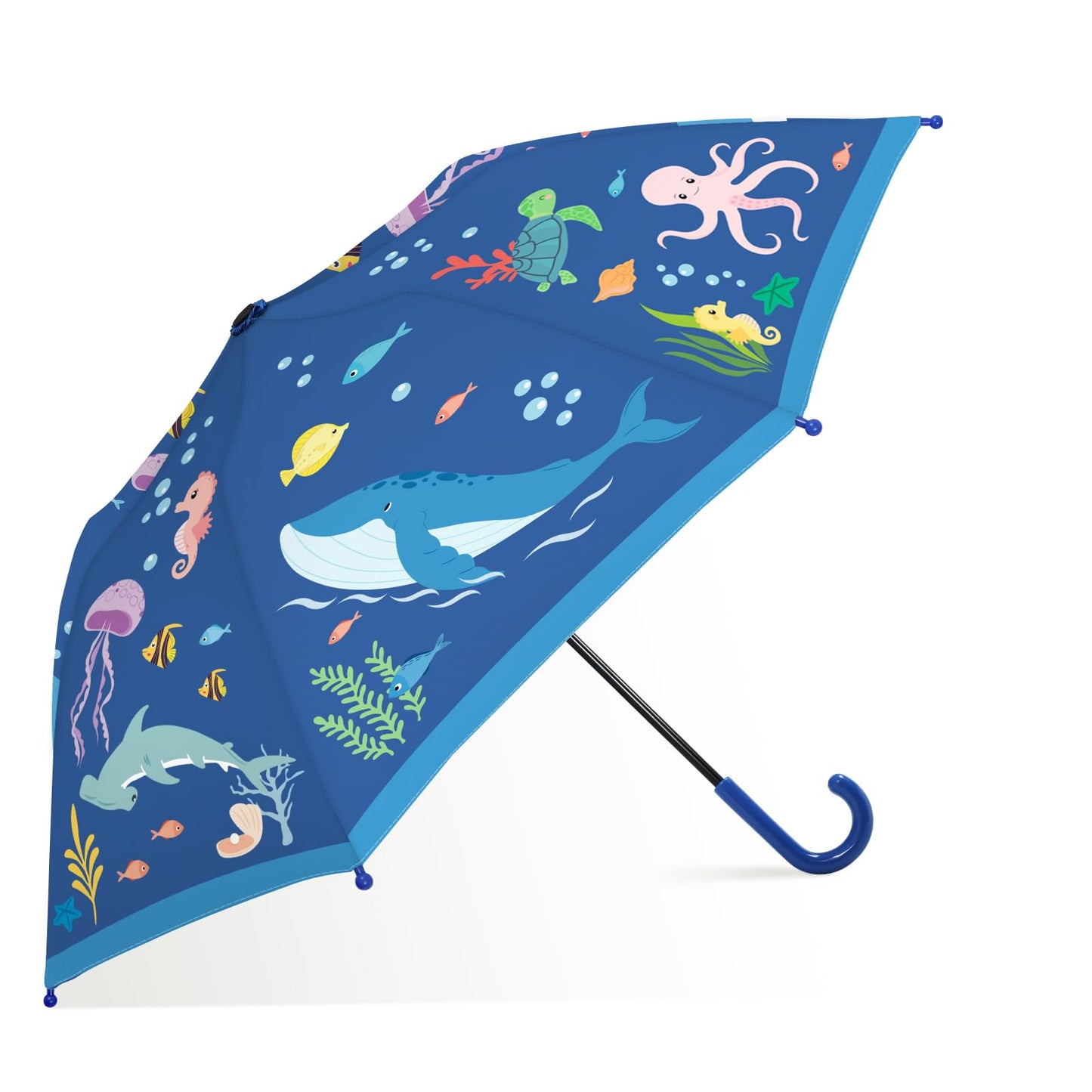 Kids Umbrella, Safety Windproof Umbrella with Easy-Grip Hook Handle for Toddler Girls and Boys