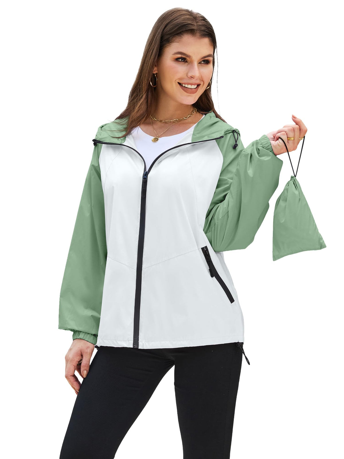 PITINAN Lightweight Rain Jacket Women Packable with Hood Travel XS-3XL | Lightweight, Packable, Folds into Pouch, Ultra Thin, Waterproof Shell Jacket Women,For Hiking/Travel Outdoor