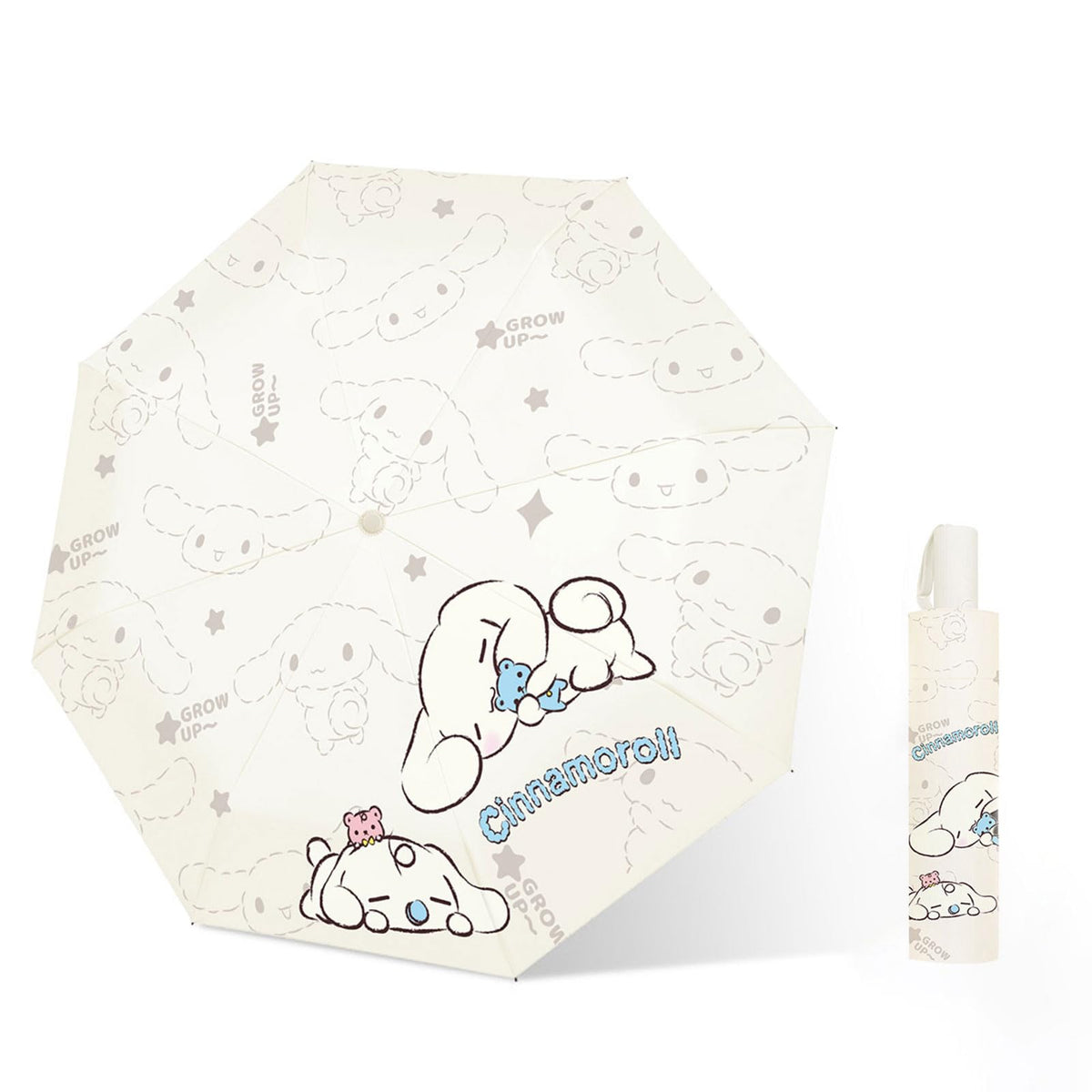 PARTY BUZZ Automatic Windproof Travel Umbrella, Waterproof UV Protection Folding Umbrella, Cartoon Portable Compact Umbrella Easy Auto Open, for Girls and Women
