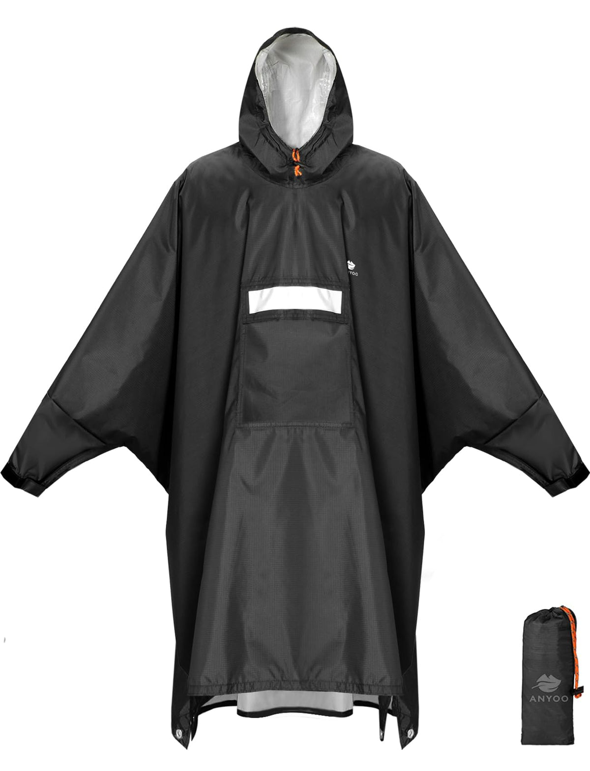 ANYOO Hooded Rain Poncho for Adult Waterproof Lightweight Raincoat | Reusable Rain Jacket for Men Women Portable Pouch & Packable Design,Emergency Travel Rain Ponchos for Outdoor Hiking Camping
