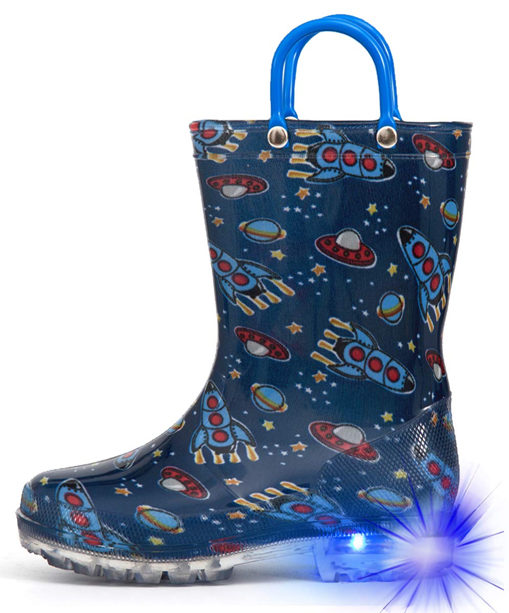 HugRain Light Up Rain Boots for Little Kids