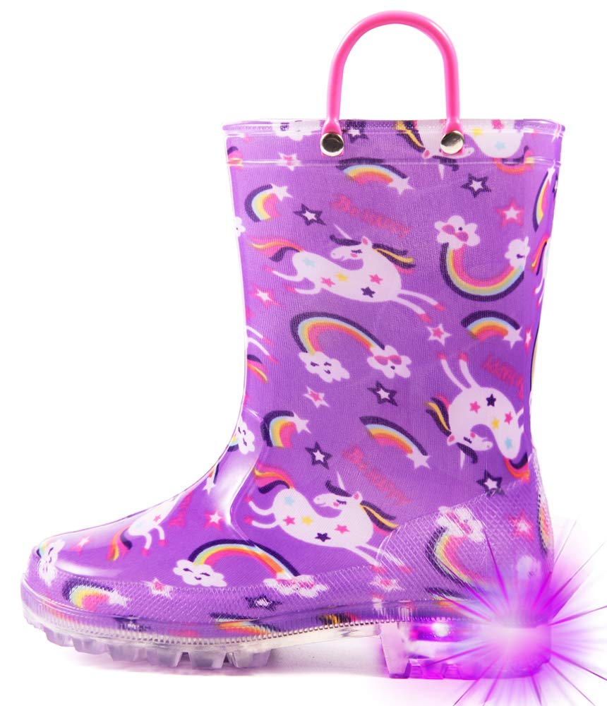 HugRain Light Up Rain Boots for Little Kids