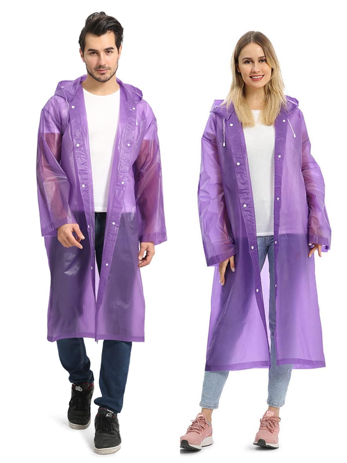 Opret 2 Pack Raincoats for Adults Reusable, EVA Rain Ponchos Lightweight Rain Coat Waterproof Rain Gear for Men and Women