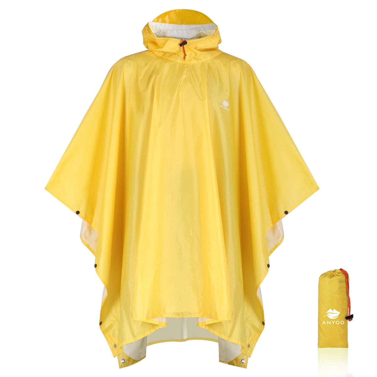 ANYOO Hooded Rain Poncho for Adult Waterproof Lightweight Raincoat | Reusable Rain Jacket for Men Women Portable Pouch & Packable Design,Emergency Travel Rain Ponchos for Outdoor Hiking Camping