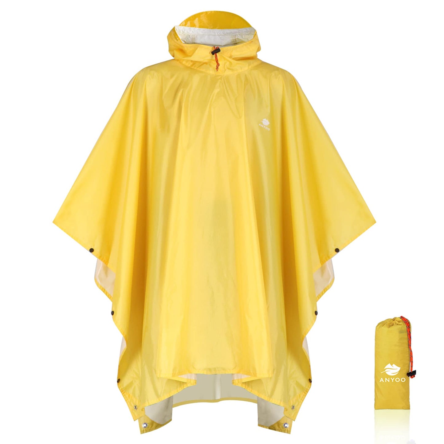 ANYOO Hooded Rain Poncho for Adult Waterproof Lightweight Raincoat | Reusable Rain Jacket for Men Women Portable Pouch & Packable Design,Emergency Travel Rain Ponchos for Outdoor Hiking Camping