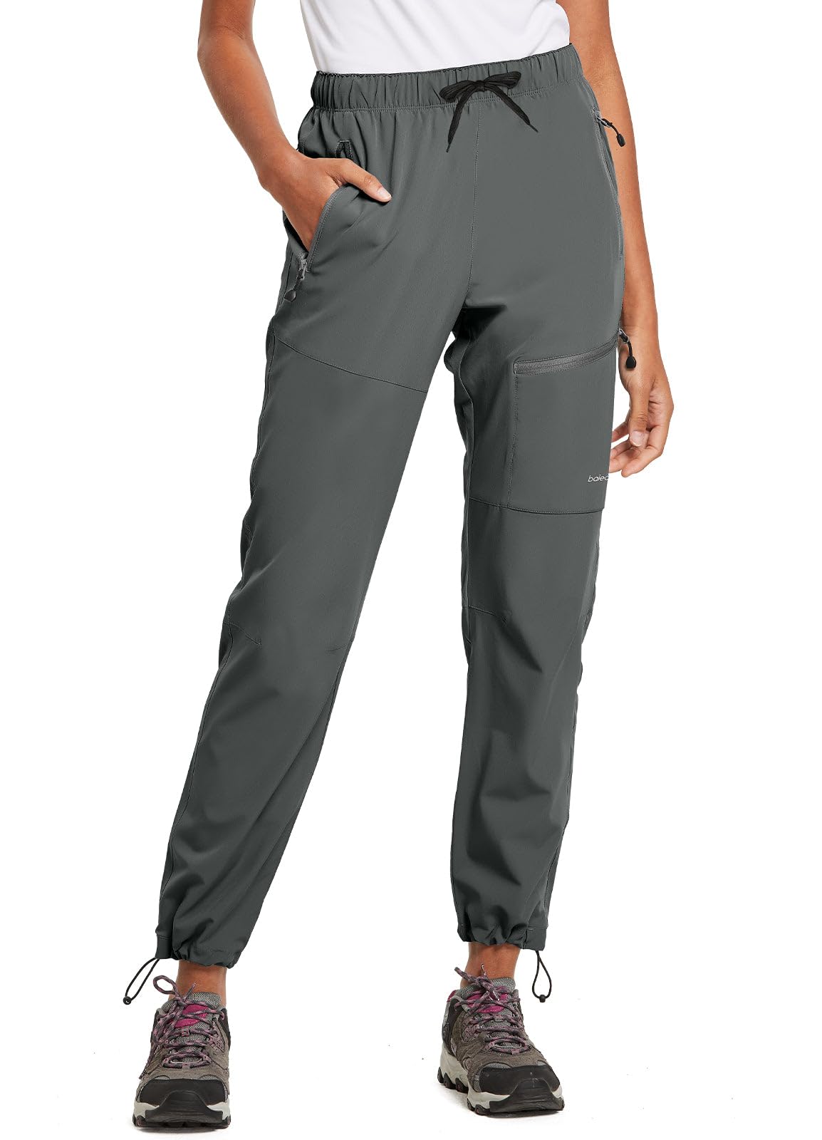 baleaf Women's Hiking Pants Quick Dry Lightweight Water Resistant Elastic Waist Cargo Pants for All Seasons | Petite/Reguar/Tall sizing,Zip Pockets, Water Resistant,breathable Cargo Pants for Travel Camping