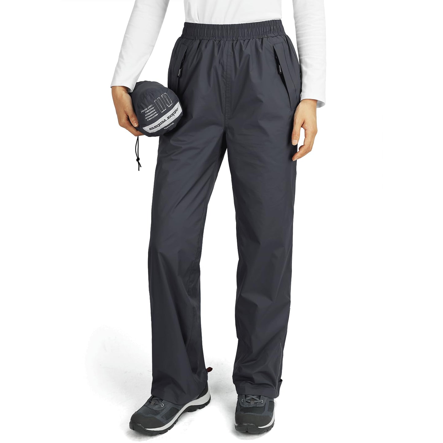 Outdoor Ventures Women's Rain Pants Packable Waterproof Hiking Pants | Windproof Breathable Outdoor Rain Over Pants, Fully Seams Taped, Mesh lining, for Golf, Work,Zipper Pockets