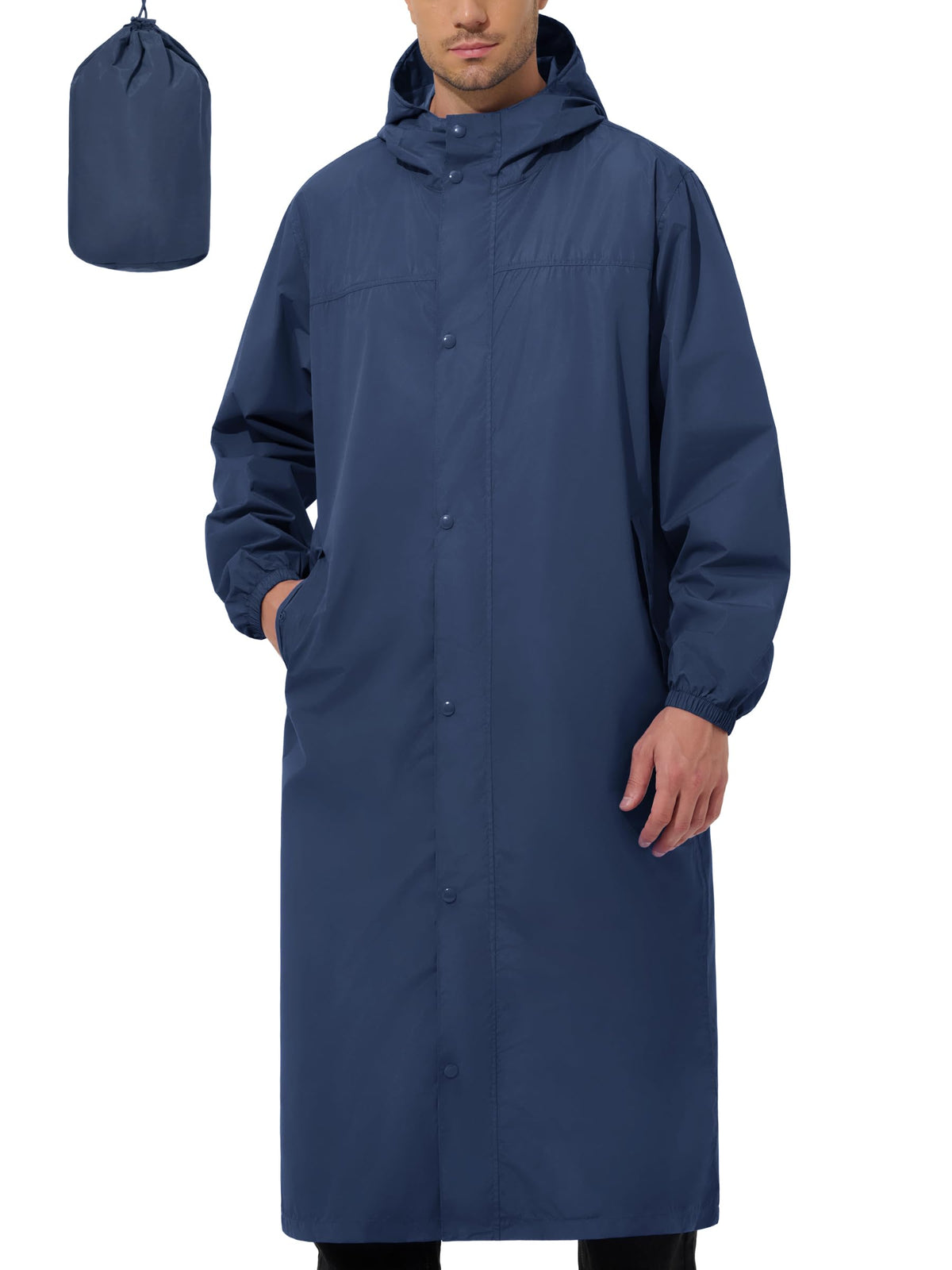 UIQUR Mens Long Rain Jacket Raincoat Waterproof Rain Poncho | Lightweight Packable Windbreaker For Hiking, Cycling, Running, Fishing ,Golf,Rainy-day work