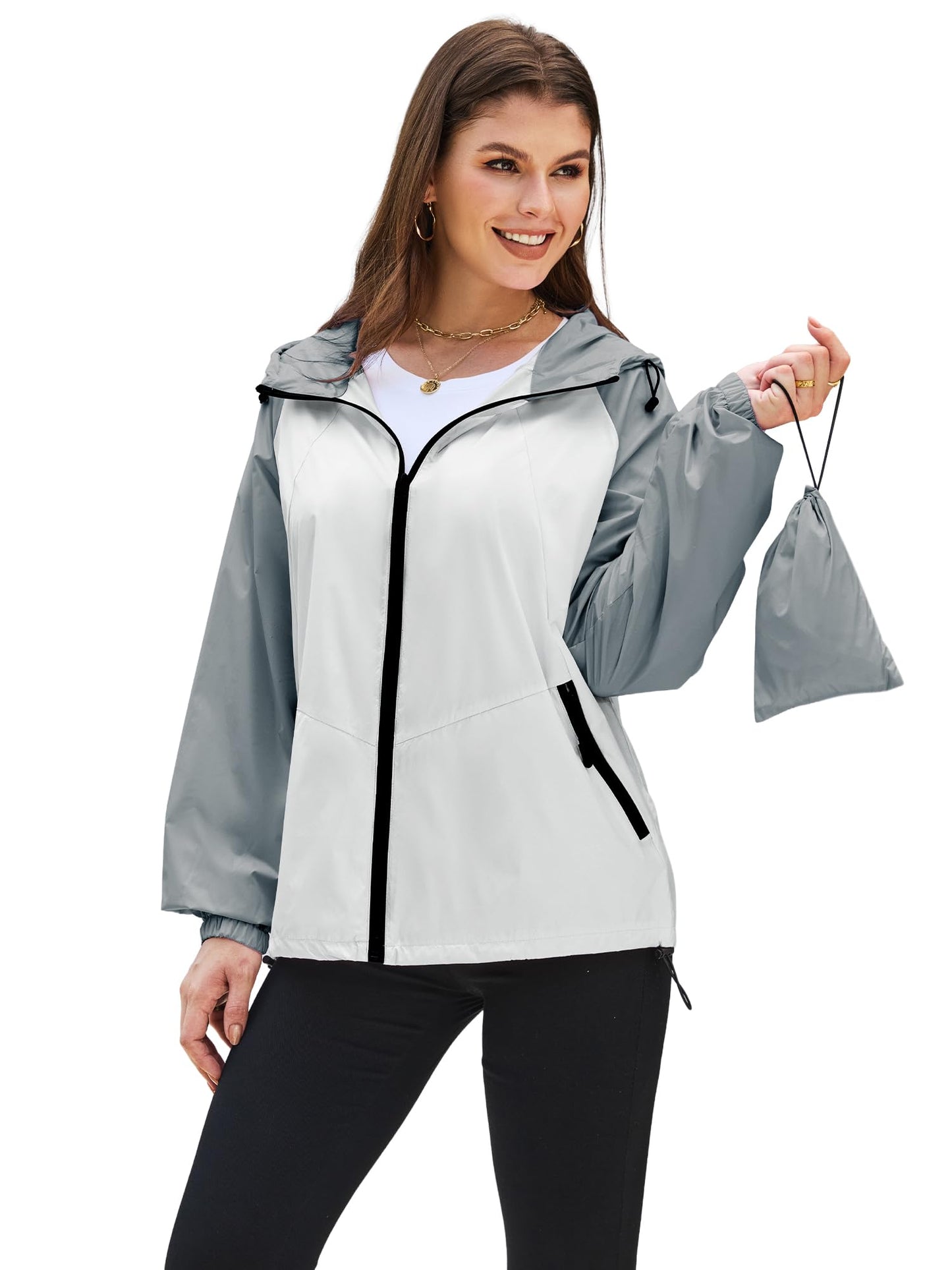 PITINAN Lightweight Rain Jacket Women Packable with Hood Travel XS-3XL | Lightweight, Packable, Folds into Pouch, Ultra Thin, Waterproof Shell Jacket Women,For Hiking/Travel Outdoor