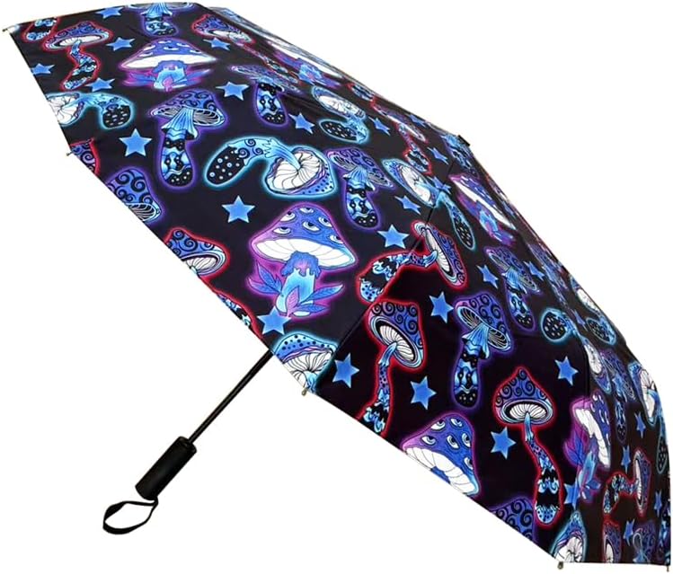 Mushroom Travel Umbrella Compact Auto Open/Close Strong Portable Windproof Lightweight Anti-Ultraviolet Rainproof