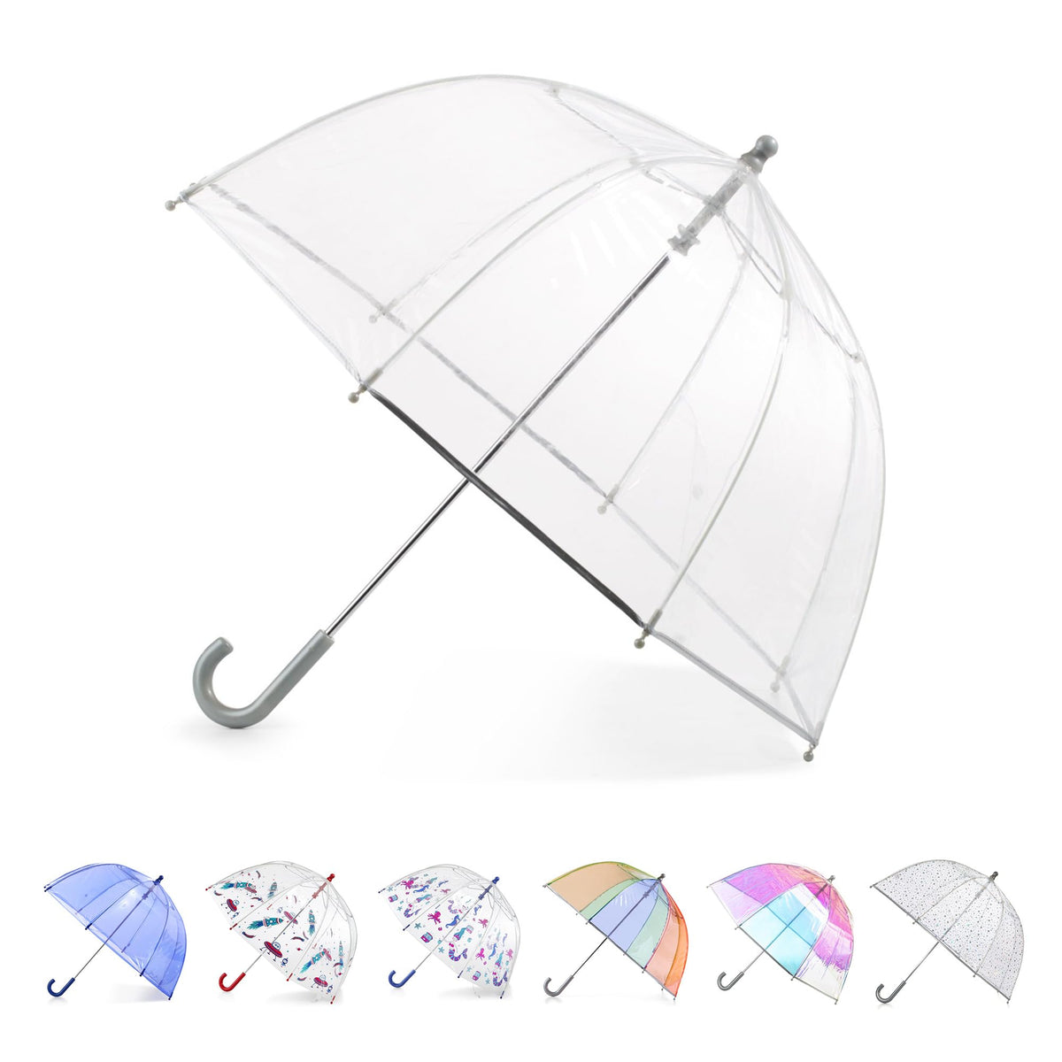 totes Kids Lightweight Dome Canopy Bubble Umbrella with Wind and Rain Protection
