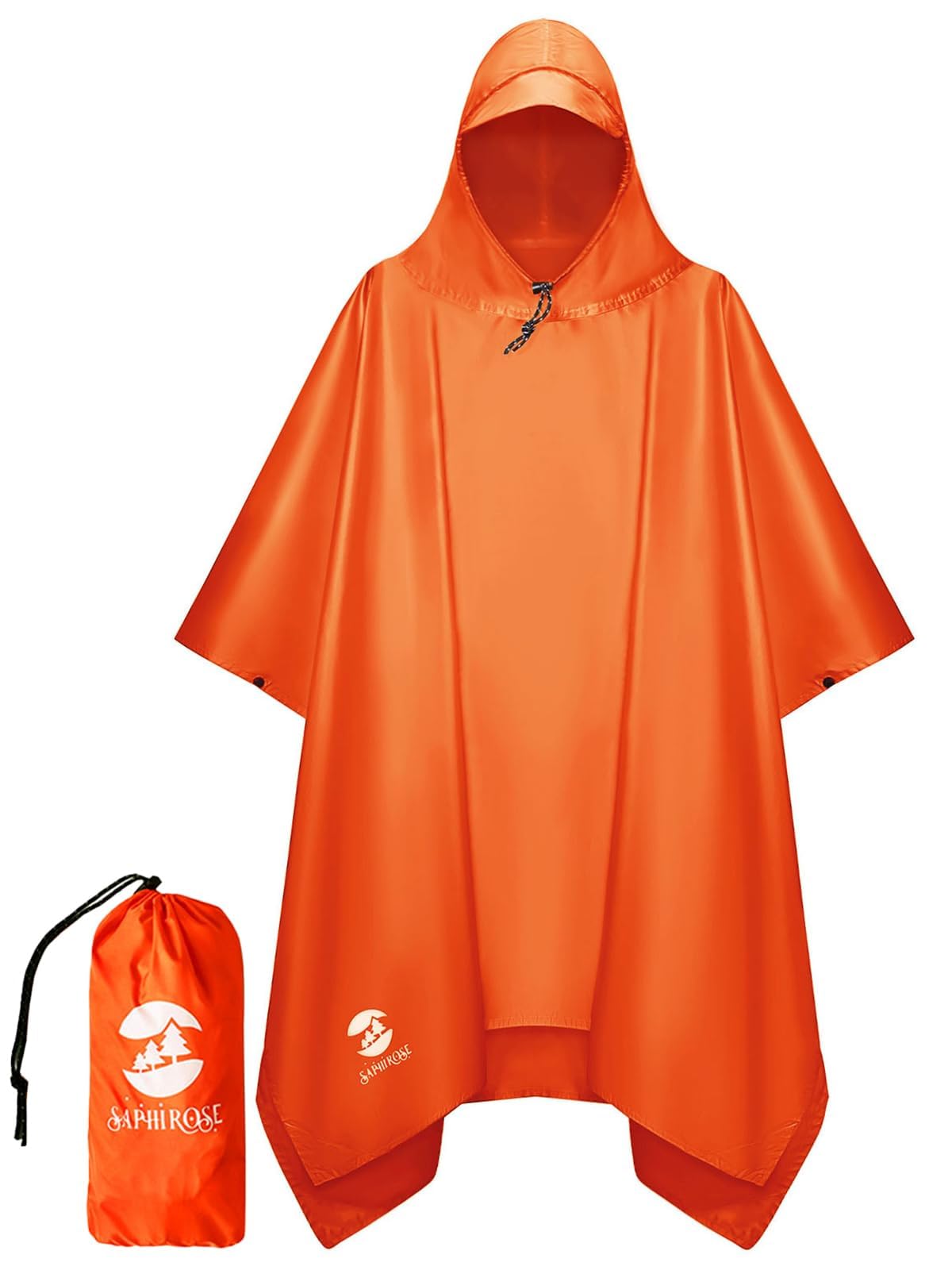 SaphiRose Hooded Rain Poncho Waterproof Raincoat Jacket for Men Women Adults