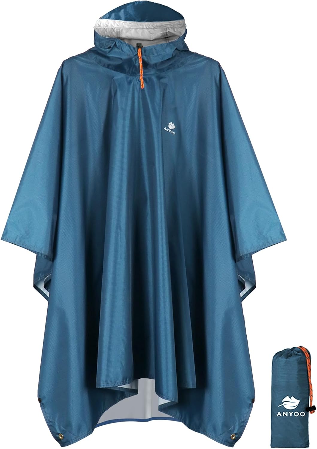 ANYOO Hooded Rain Poncho for Adult Waterproof Lightweight Raincoat | Reusable Rain Jacket for Men Women Portable Pouch & Packable Design,Emergency Travel Rain Ponchos for Outdoor Hiking Camping