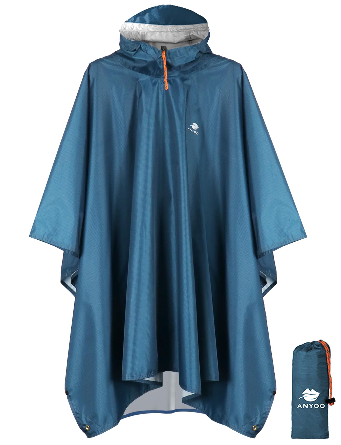 ANYOO Hooded Rain Poncho for Adult Waterproof Lightweight Raincoat | Reusable Rain Jacket for Men Women Portable Pouch & Packable Design,Emergency Travel Rain Ponchos for Outdoor Hiking Camping