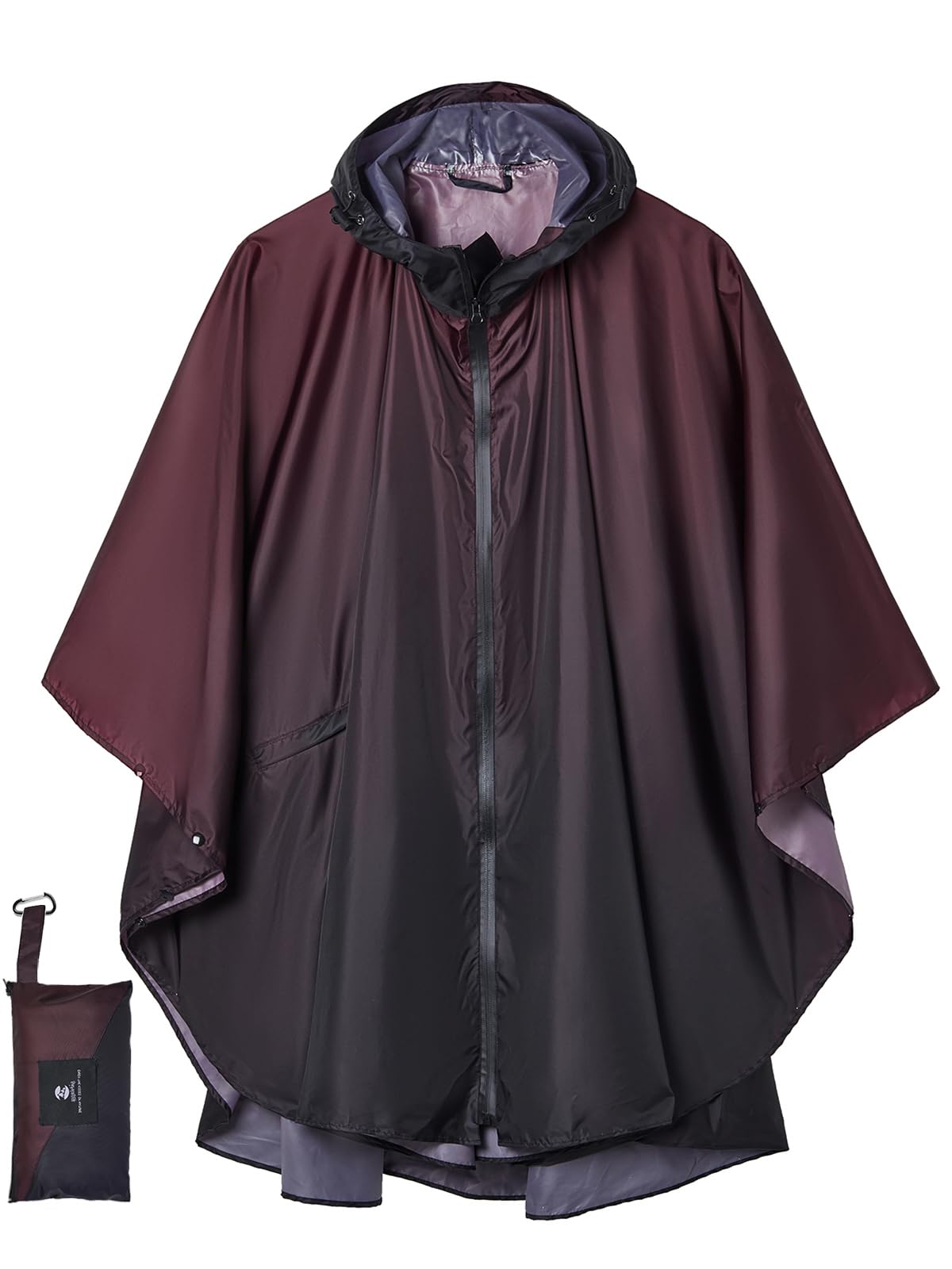 SaphiRose Adult Rain Poncho Waterproof Hooded Zipper Raincoat with Pockets | OEKO-TEX Certified 100% Polyester, Lightweight Packable Storage Pouch, Heat-Sealed Seams, Quick-Dry for Outdoor Hiking