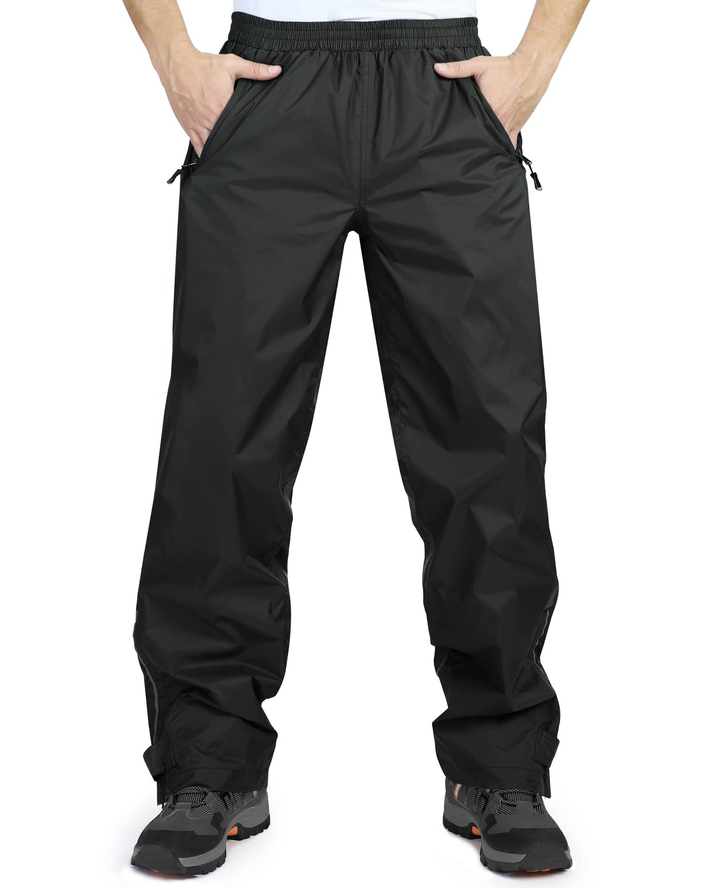 33,000ft Men's Rain Pants, Waterproof Rain Over Pants, Windproof Outdoor Pants for Hiking, Fishing